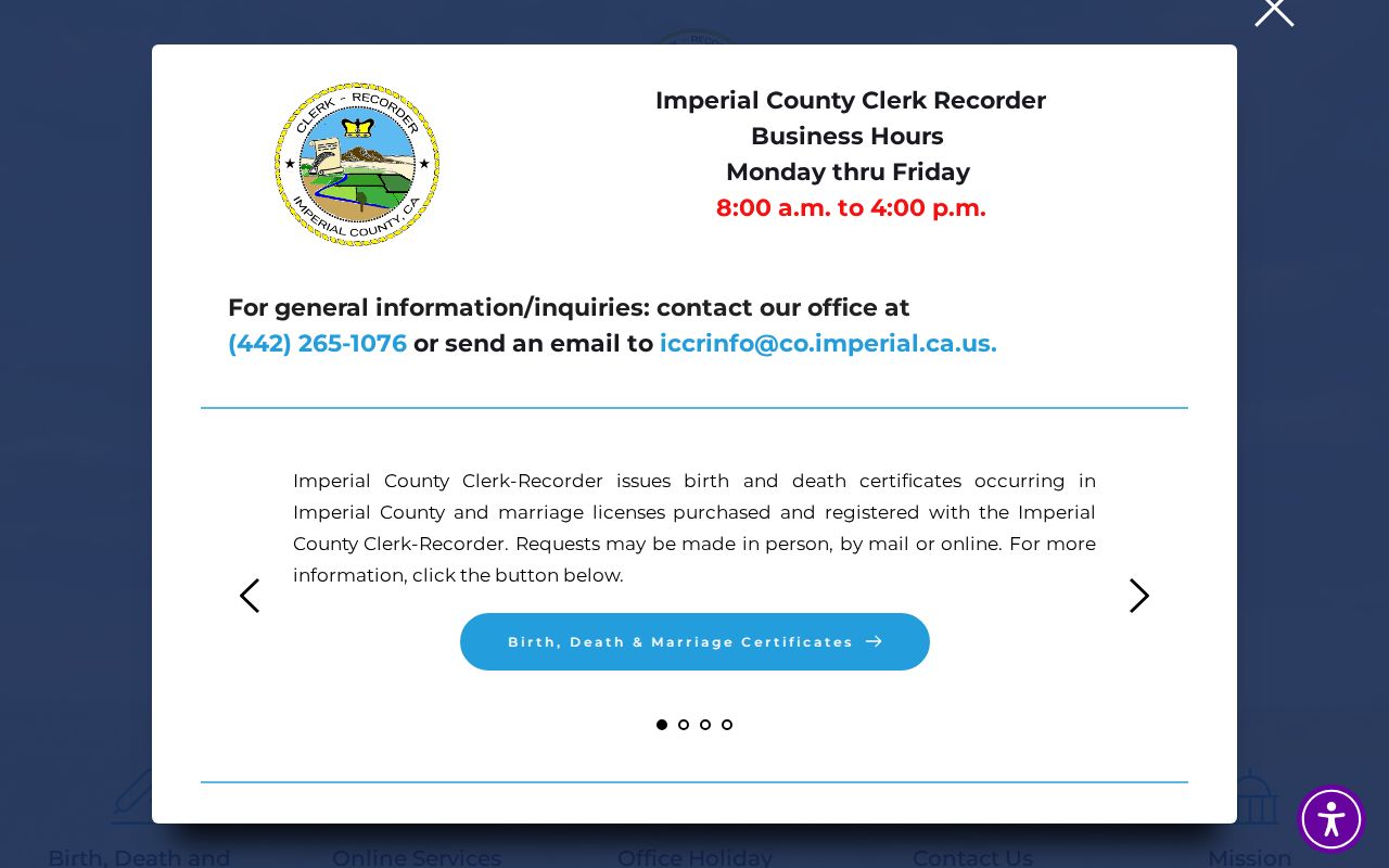 Brawley previous residents view of Imperial County recorder services